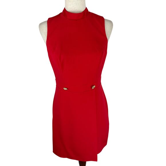 CITY STUDIO MOCK NECK SLEEVELESS SHIFT DRESS IN BRIGHT RED NWT WOMEN'S SIZE 5/6 - Picture 2 of 12